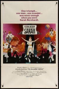 7b374 INCREDIBLE SARAH 1sh '76 artwork of Glenda Jackson as actress Sarah Bernhardt!