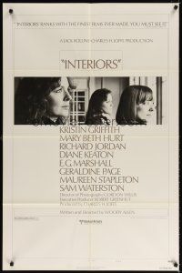 7b384 INTERIORS style B 1sh '78 Diane Keaton, Mary Beth Hurt, directed by Woody Allen!