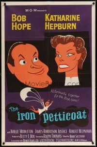 7b391 IRON PETTICOAT 1sh '56 great art of Bob Hope & Katharine Hepburn hilarious together!