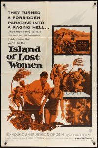 7b394 ISLAND OF LOST WOMEN 1sh '59 hidden, forbidden, untouched beauties in a raging hell!