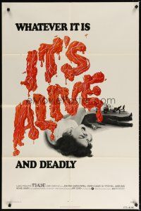7b396 IT'S ALIVE 1sh '74 Larry Cohen directed horror, cool bloody title!