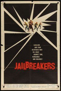 7b403 JAILBREAKERS 1sh '59 Robert Hutton & Mary Castle, AIP prison escape classic!