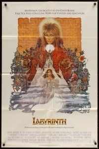 7b451 LABYRINTH 1sh '86 Jim Henson, art of David Bowie & Jennifer Connelly by Ted CoConis!