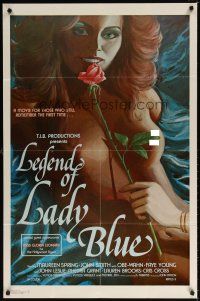 7b469 LEGEND OF LADY BLUE 1sh '79 artwork of sexy naked Maureen Spring with rose by mouth!