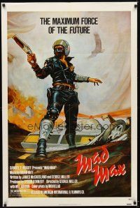 7b520 MAD MAX 1sh '80 art of wasteland cop Mel Gibson, George Miller Australian sci-fi classic!
