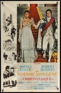 7b521 MADAME SANS GENE int'l 1sh '62 artwork of sexy Sophia Loren & Robert Hossein!