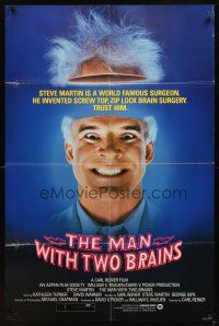 7b532 MAN WITH TWO BRAINS 1sh '83 wacky world famous surgeon Steve Martin performs brain surgery!