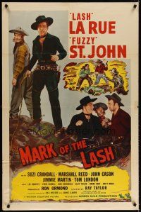 7b541 MARK OF THE LASH 1sh '48 artwork of cowboys Lash La Rue & Al Fuzzy St. John!