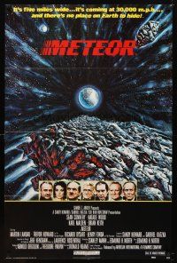 7b553 METEOR 1sh '79 Sean Connery, Natalie Wood, cool sci-fi artwork by T. Beaurais!