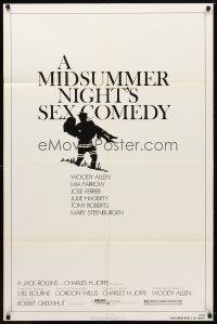 7b557 MIDSUMMER NIGHT'S SEX COMEDY 1sh '82 Woody Allen, Mia Farrow, cool silhouette artwork!