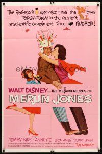 7b561 MISADVENTURES OF MERLIN JONES style A 1sh '64 Disney, art of Annette Funicello, Kirk & chimp!