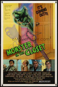 7b573 MONSTER IN THE CLOSET 1sh '86 Troma, cool artwork of monster hand reaching out from closet!