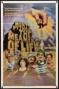7b577 MONTY PYTHON'S THE MEANING OF LIFE 1sh '83 wacky artwork of the screwy Monty Python cast!
