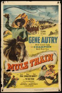 7b594 MULE TRAIN 1sh '50 Gene Autry's great song-hit adventure w/Champion, great cowboy images!