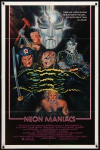 7b612 NEON MANIACS 1sh '85 Allan Hayes, R Leonard art of mutant killers!