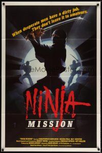 7b624 NINJA MISSION 1sh '84 Mats Helge, ninja art, desperate men with a dirty job!