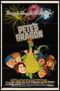 7b659 PETE'S DRAGON 1sh '77 Walt Disney animation/live action, colorful art of Elliott!