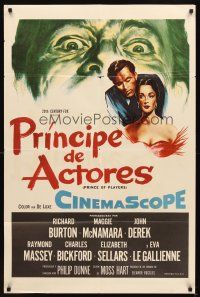 7b687 PRINCE OF PLAYERS Spanish/U.S. 1sh '55 Richard Burton as Booth, perhaps greatest stage actor ever!
