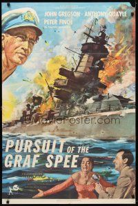 7b699 PURSUIT OF THE GRAF SPEE 1sh '57 Powell & Pressburger, great art of exploding ship!