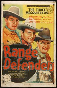 7b708 RANGE DEFENDERS 1sh '37 3 Mesquiteers Bob Livingston, Ray Corrigan & Max Terhune!