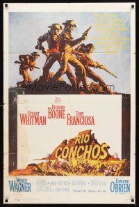 7b724 RIO CONCHOS 1sh '64 cool cowboy art of Richard Boone, Stuart Whitman & Tony Franciosa!
