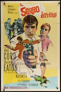 7b755 SCORPIO LETTERS 1sh '67 Richard Thorpe, cool art of Alex Cord with pistol!