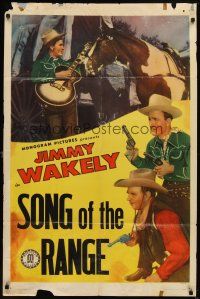7b412 JIMMY WAKELY stock 1sh '50s singing cowboy in western action, Song Of The Range!