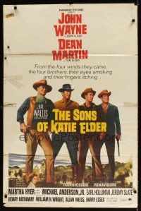 7b804 SONS OF KATIE ELDER 1sh '65 Martha Hyer, great line up of John Wayne, Dean Martin & more!