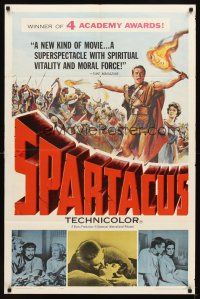 7b810 SPARTACUS awards 1sh '61 classic Stanley Kubrick & Kirk Douglas epic, cool gladiator art!