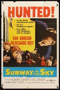 7b840 SUBWAY IN THE SKY 1sh '59 Van Johnson is hunted by the Berlin underground police!