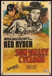7b846 SUN VALLEY CYCLONE 1sh '46 Wild Bill Elliott as Red Ryder w/young Robert Blake!