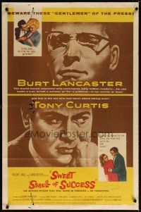 7b856 SWEET SMELL OF SUCCESS 1sh '57 Lancaster as J.J. Hunsecker, Tony Curtis as Sidney Falco!