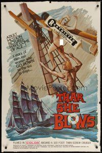 7b884 THAR SHE BLOWS 1sh '69 filmed in color aboard a 100 foot twin-screw cruiser, great art!
