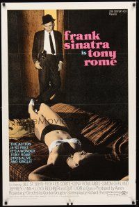 7b900 TONY ROME 1sh '67 detective Frank Sinatra w/gun & sexy near-naked girl on bed!