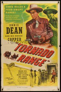 7b904 TORNADO RANGE 1sh '48 singing cowboy Eddie Dean fights frontier feuders with two guns!
