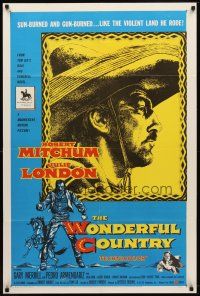 7b976 WONDERFUL COUNTRY 1sh '59 Texan Robert Mitchum in sombrero, Julie London!