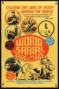 7b981 WORLD SAFARI 1sh 1970 stalking the jaws of death & killing for sport, for the entire family!