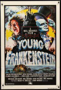 7b990 YOUNG FRANKENSTEIN 1sh '74 Mel Brooks, art of Gene Wilder, Peter Boyle & Marty Feldman!