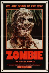 7b997 ZOMBIE 1sh '79 Zombi 2, Lucio Fulci classic, gross c/u of undead, we are going to eat you!