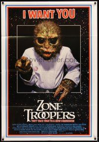 7b999 ZONE TROOPERS 1sh '85 Uncle Sam-like alien, parody of James Montgomery Flagg's I Want You!