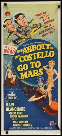 7c422 ABBOTT & COSTELLO GO TO MARS Aust daybill '53 stone litho art of astronauts Bud & Lou!