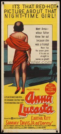 7c444 ANNA LUCASTA Aust daybill '59 art of red-hot night-time girl Eartha Kitt, Sammy Davis Jr!