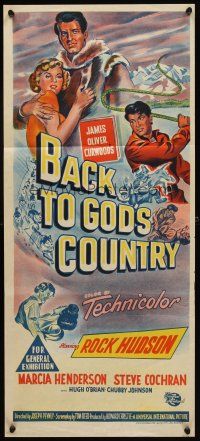 7c454 BACK TO GOD'S COUNTRY Aust daybill '53 Rock Hudson, from the novel by James Oliver Curwood!