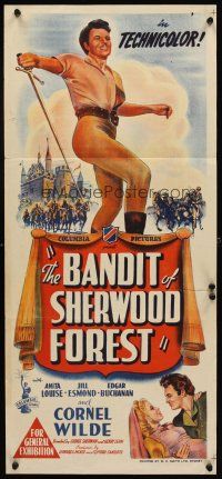 7c457 BANDIT OF SHERWOOD FOREST Aust daybill '45 Anita Louise, Jill Esmond & Cornel Wilde!