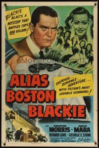 7d108 ALIAS BOSTON BLACKIE 1sh '42 Chester Morris blasts a mystery that baffles cops & killers!