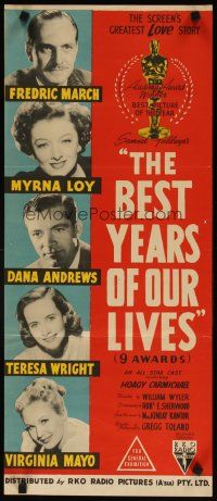 7d067 BEST YEARS OF OUR LIVES Aust daybill '47 headshots of top 5 stars, different!