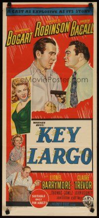 7d080 KEY LARGO Aust daybill '48 Humphrey Bogart, Lauren Bacall, Edward G. Robinson, John Huston