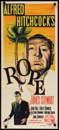 7d091 ROPE Aust daybill R63 stone litho of James Stewart & director Alfred Hitchcock too!