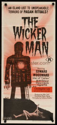7d104 WICKER MAN Aust daybill '74 Christopher Lee, Britt Ekland, cult horror classic!
