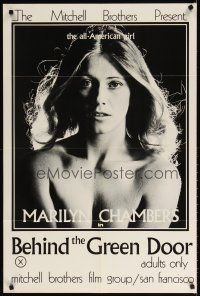 7d111 BEHIND THE GREEN DOOR 1sh '72 Mitchell Bros' classic, c/u sexy naked Marilyn Chambers!